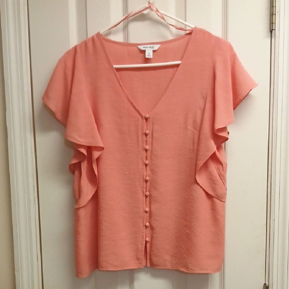 Nine West Coral Button-Down Women's Top. Size S